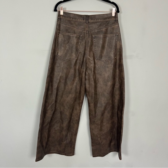 FREE PEOPLE WE THE FREE MISHA VEGAN PANTS FAUX LEATHER SIZE 30 IN BROWN - Picture 11 of 16